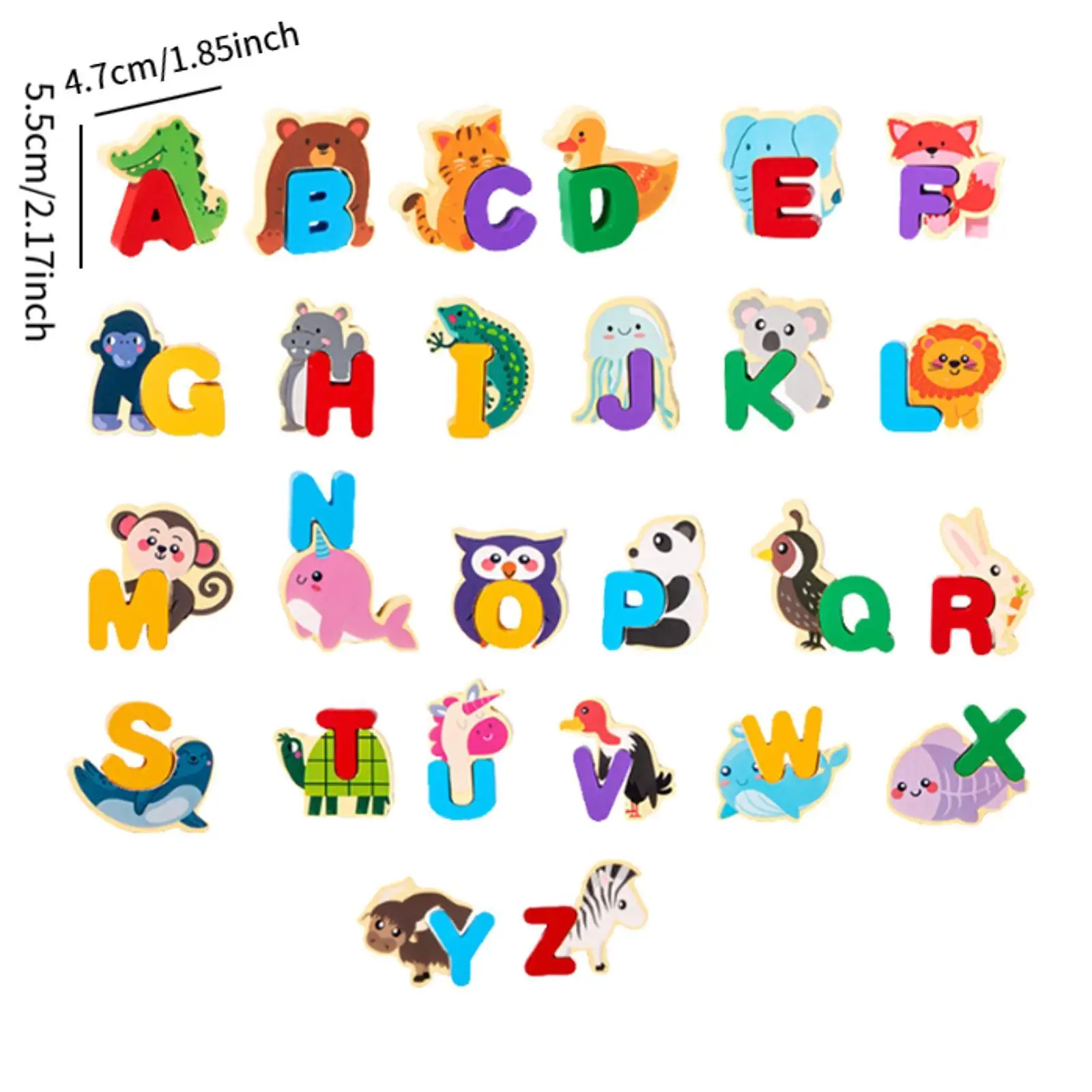 Wooden Animal Alphabet Puzzle Preschool Paired Puzzle for Kindergarten Girls