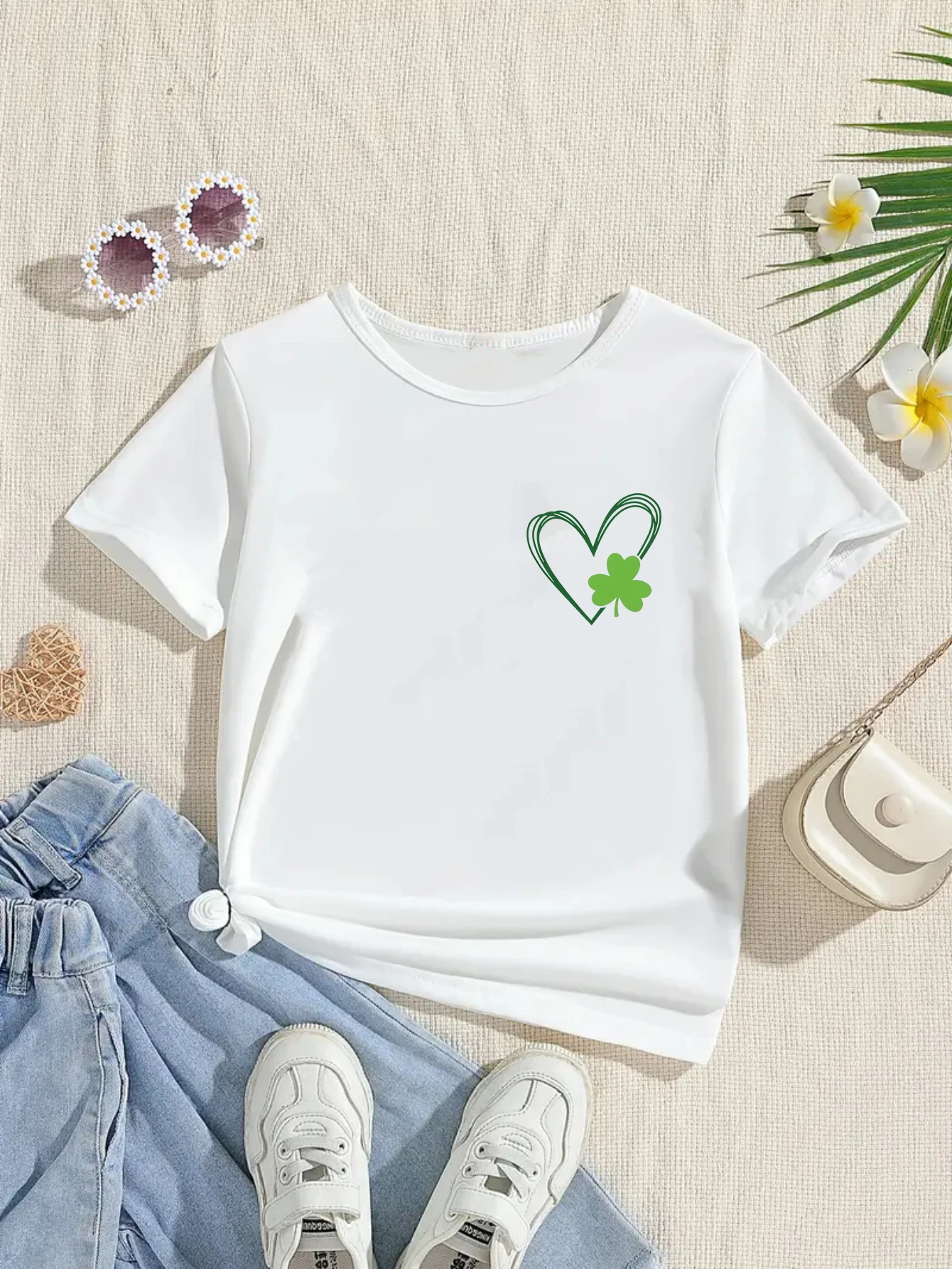 Camiseta con estampado de trébol de la suerte del Día de San Patricio de arcoíris, camiseta de moda de verano para niñas, ropa para niños, camiseta de regalo para Festival - imagen 3