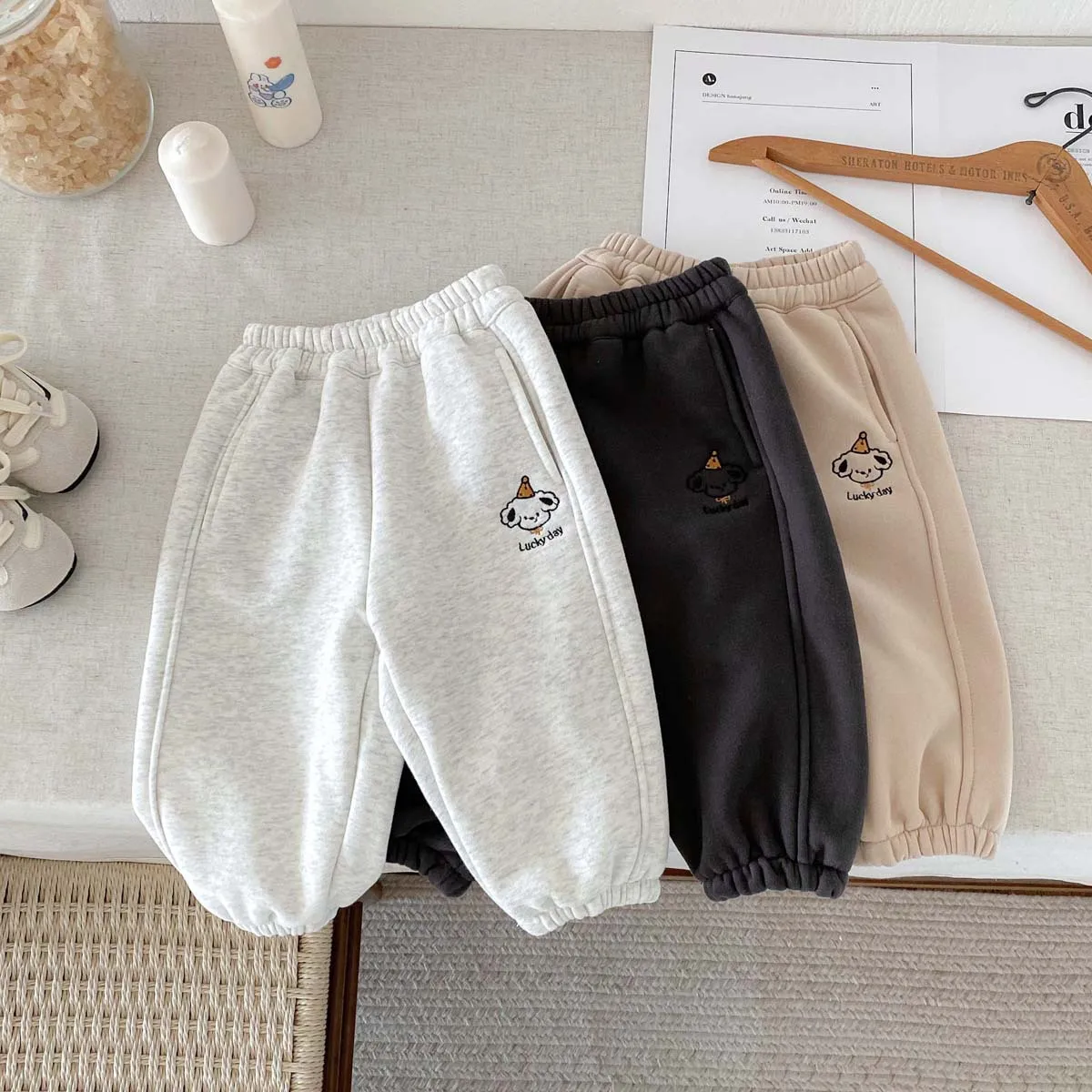 Bombachos de felpa cálidos para bebés otoño invierno estilo coreano