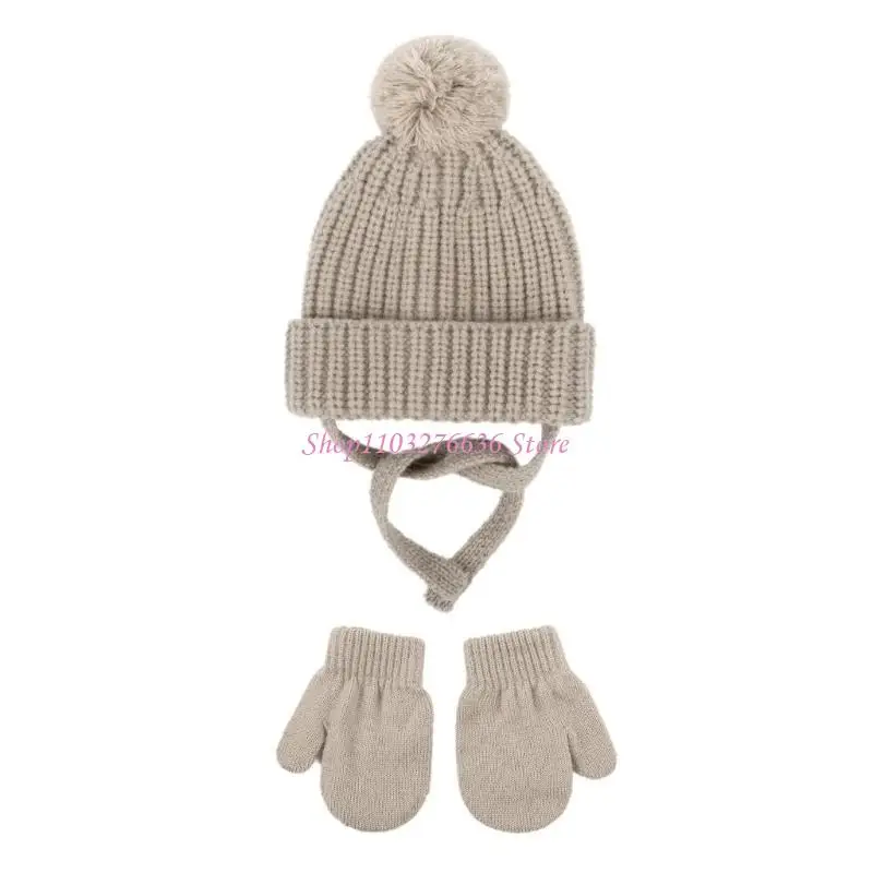 R6FD Gorros punto suaves y cómodos con decoración pompones que incluyen manoplas a juego - imagen 5