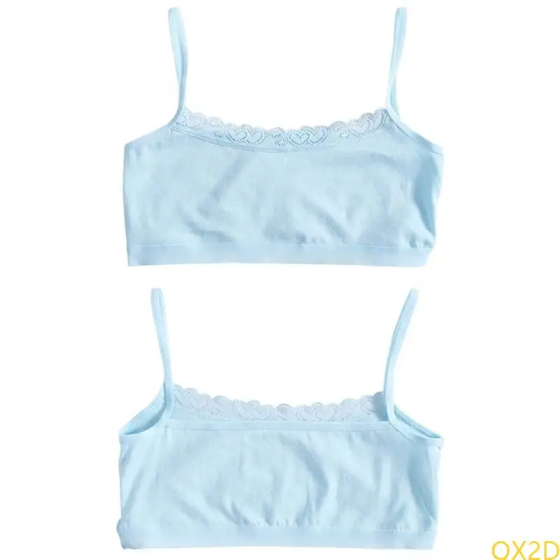 QX2D Beathable Teen Lace Bra para pubertad Girl 4 Opciones algodón Bras entrenamiento - imagen 5