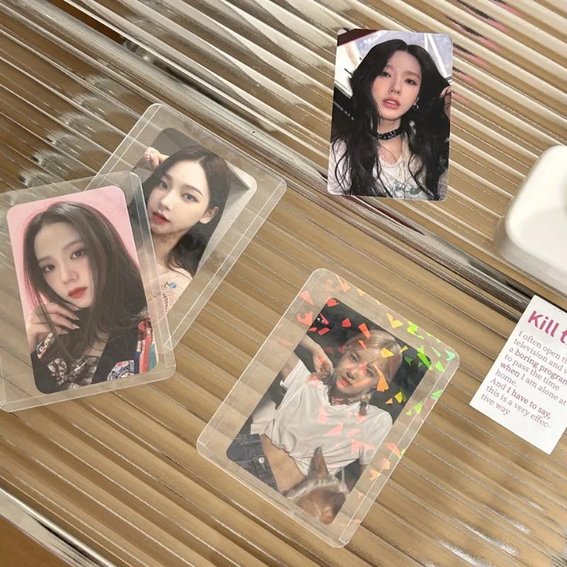 10 Uds. Ins sesión fotográfica Toploader amor corazón estrella foto mangas ídolo tarjetas fotográficas funda protectora PVC láser transparente fundas para tarjetas - imagen 5