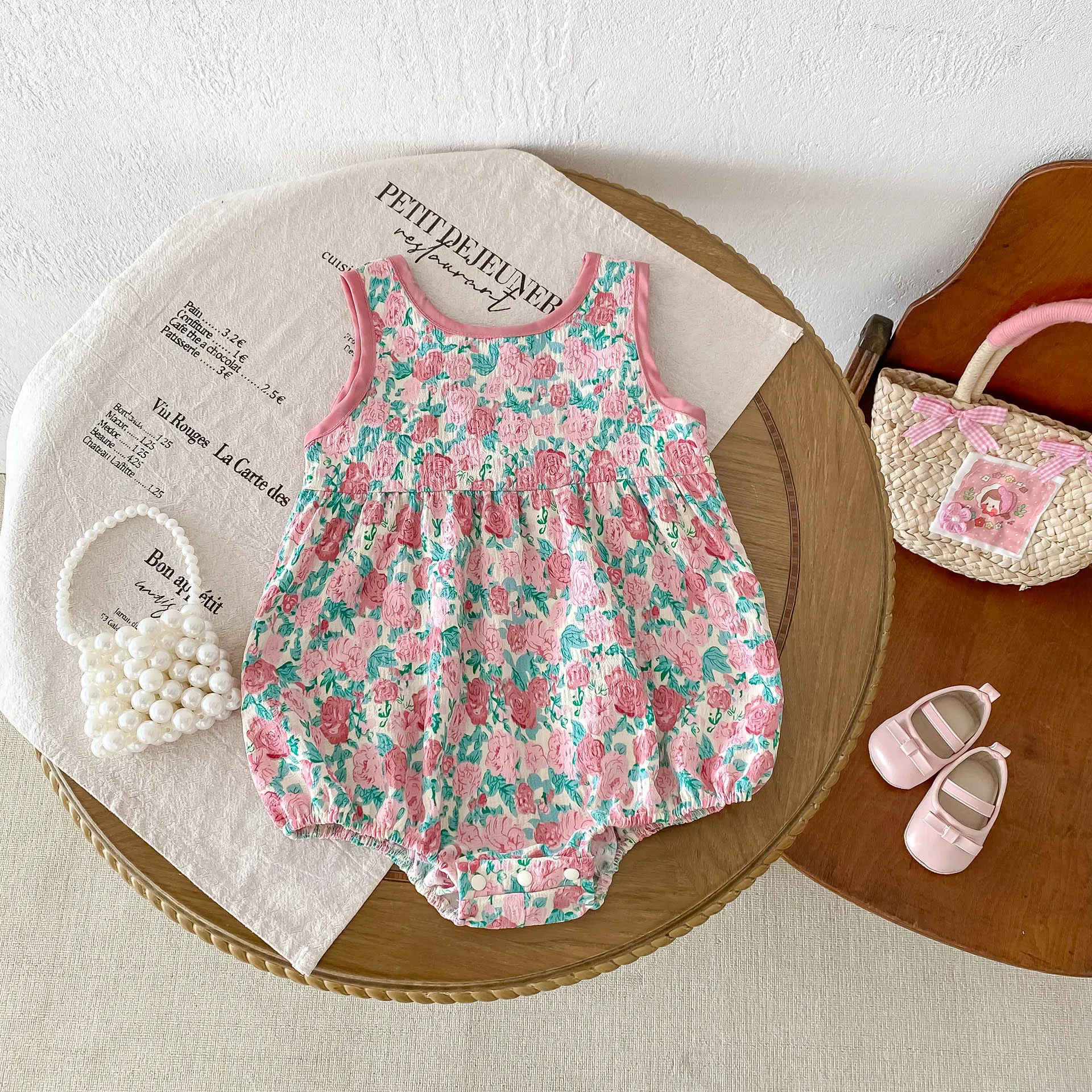 MILANCEL-ropa de verano para niñas, monos florales con lazo grande, sin mangas, una pieza, 2024 - imagen 3