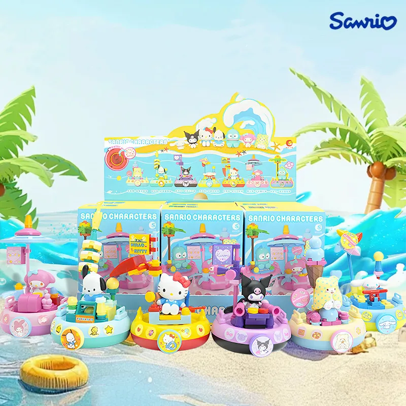 Sanrio Hangyodon Kuromi Hellokitty figura de Anime muñeca familia giratoria Clink Cup serie decoración caja ciega juguetes regalo para niños - imagen 5