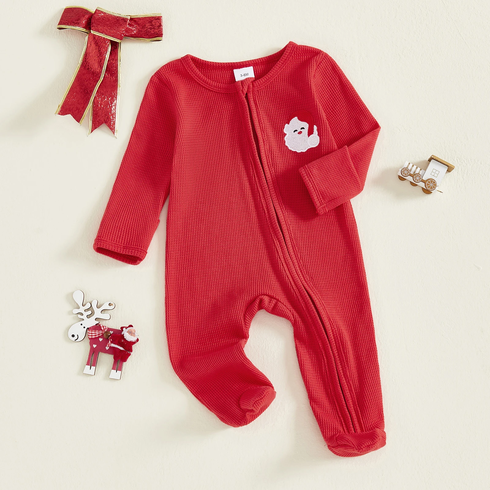 Tregren Mameluco de Navidad para bebé con Papá Noel bordado