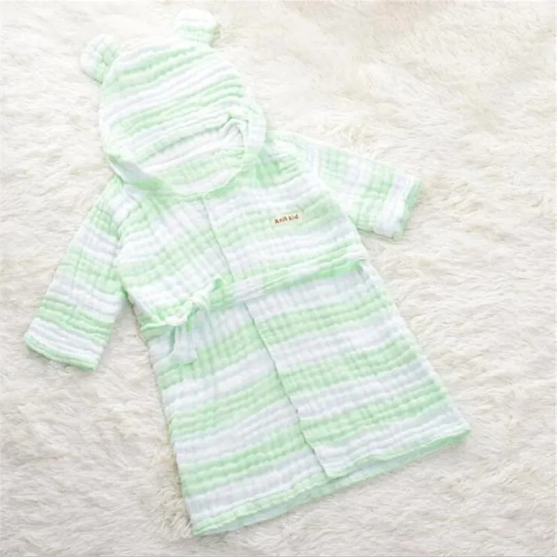 6 레이어 모슬린 어린이 가운 거즈 아기 긴 소매 후드 목욕 가운 어린이 목욕 타월 사랑스러운 귀 어린이 소년 소녀 가운 옷 - imagen 5