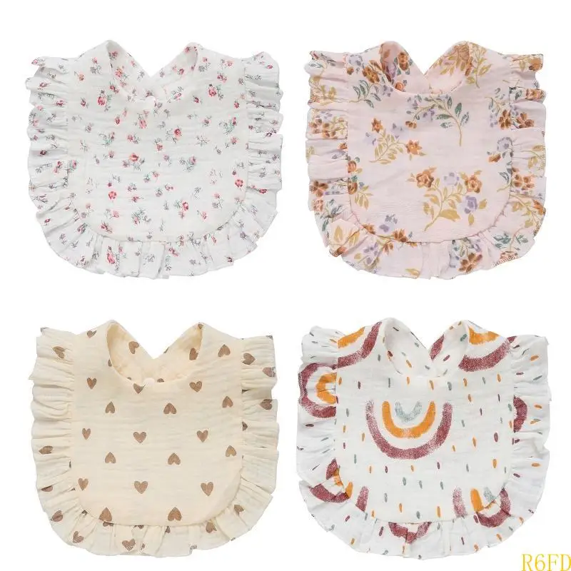 R6fd babero para niños niña 0-24 meses babero babeo floral transpirable con hebilla escondida hebilla sueño dentición