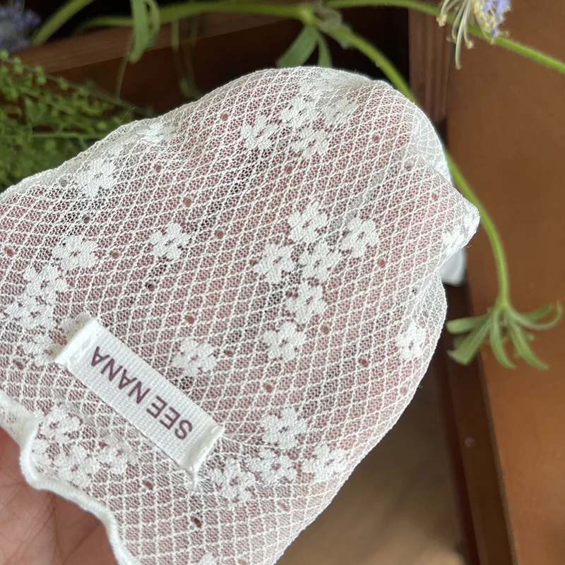 1 par de calcetines finos de verano para niños y niñas, calcetines de pelo suelto con bordado Floral de belleza, calcetines escolares suaves y transpirables a la moda para niños - imagen 3