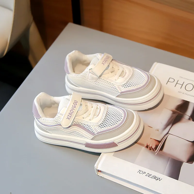 2025 primavera nuevas zapatillas de deporte para niños zapatos casuales versátiles de moda para niñas zapatos simples de suela blanda para niños zapatos de malla transpirables para niños