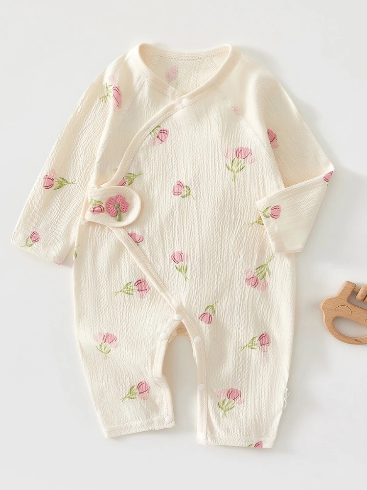 Somenie, mono para niña recién nacida, ropa para las cuatro estaciones, mono de manga larga con estampado de flores, regalos para niñas, ducha