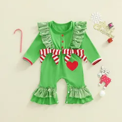 Tregren Mameluco Navidad para niña – Manga larga con lazo