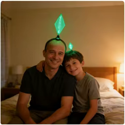 Diadema luminosa infantil verde para Navidad y fiestas