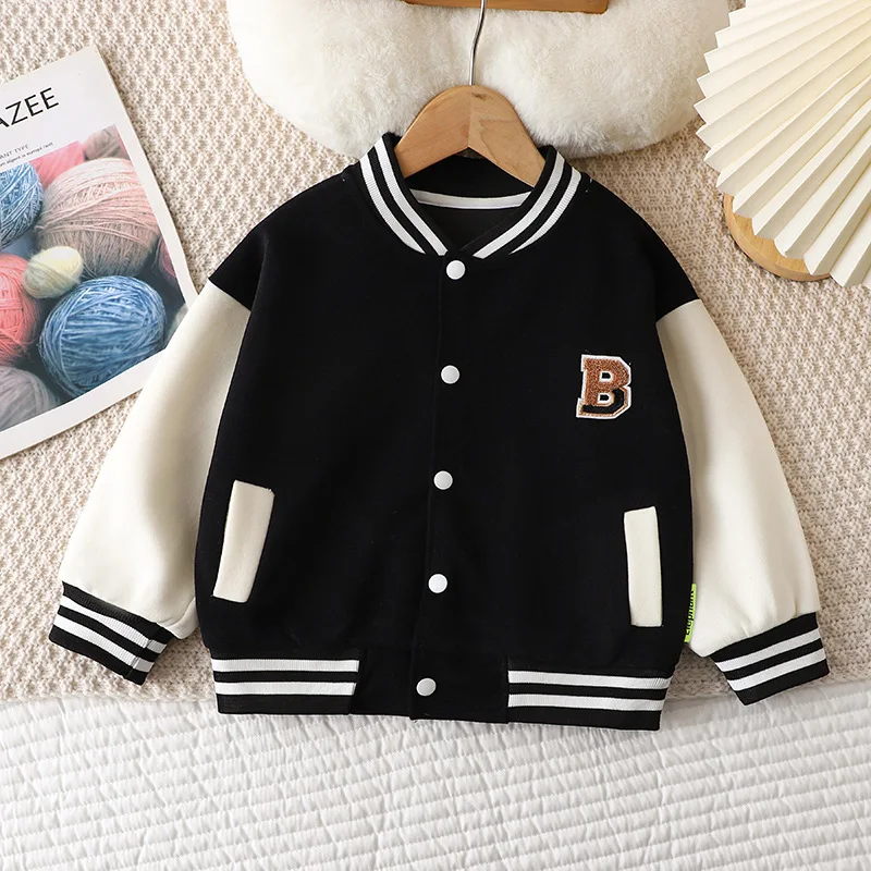 Ropa de béisbol para niños y niñas, chaqueta, ropa infantil de primavera, chaqueta de ocio gruesa, cárdigan de moda para niños, sudadera