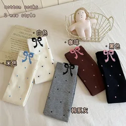 Calcetines infantiles de algodón holgados con lazo hasta la rodilla