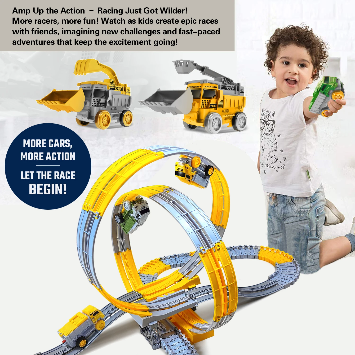 Repuesto de coches para pistas, rompecabezas para niños, escalada mágica, pista de juguete eléctrica, excavadora de coche, vehículo de ingeniería eléctrica de juguete - imagen 2