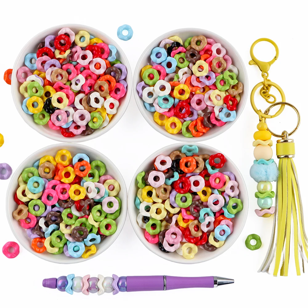 50 Uds. De cuentas circulares apilables onduladas acrílicas de 12/16mm para joyería DIY, collar, pulsera, pendientes, accesorios de decoración personalizados - imagen 4