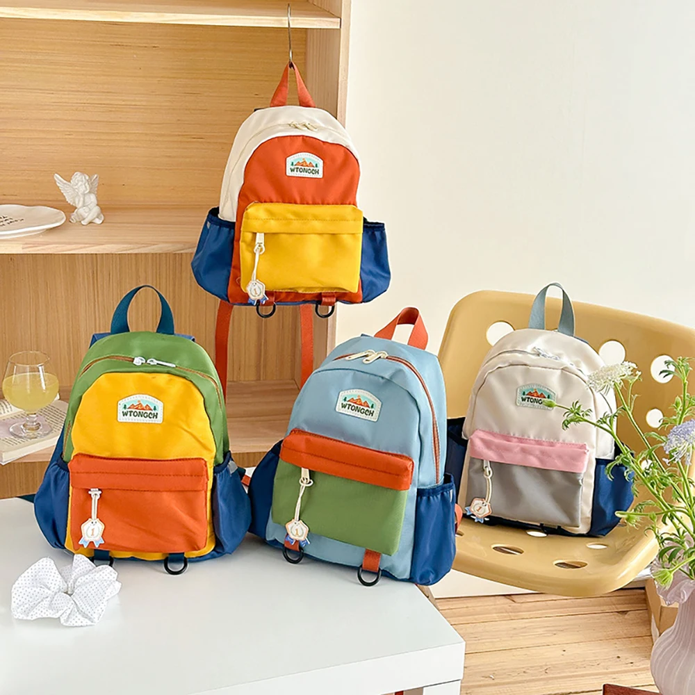 Mochila escolar infantil de bloques de color ligera y resistente - imagen 4