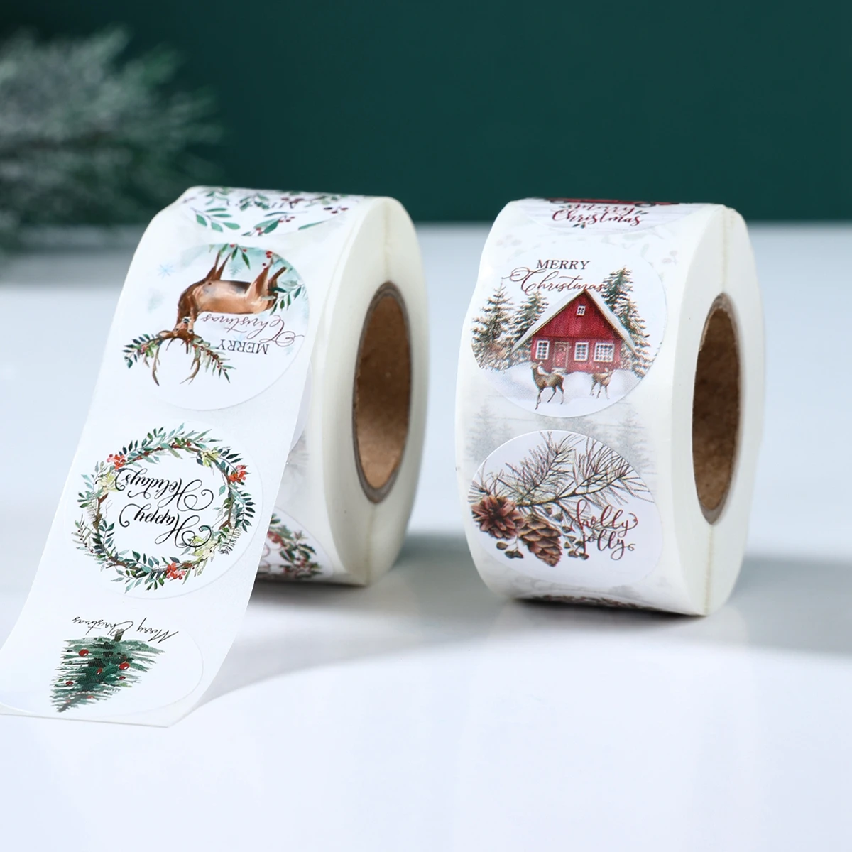  500 Uds pegatinas de Navidad decoración de Feliz Navidad fiesta de año nuevo sello etiquetas adhesivas para regalo DIY decoración del paquete para hornear - imagen 4