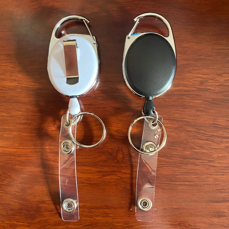 Carrete retráctil para insignia, cordón de identificación, etiqueta de nombre, tarjetero, carretes, cinturón de retroceso, llavero, Clips de cadena