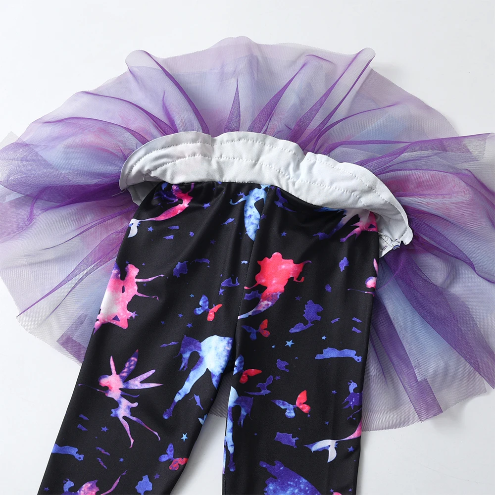 DXTON Pantalones con falda tutú para niña – Estilo unicornio - imagen 4