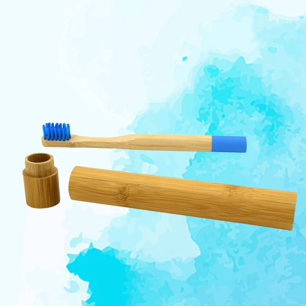 Cepillo de dientes de bambú, mango de madera biodegradable, cerdas suaves, ecológico, compostable para encías sensibles, azul - imagen 5