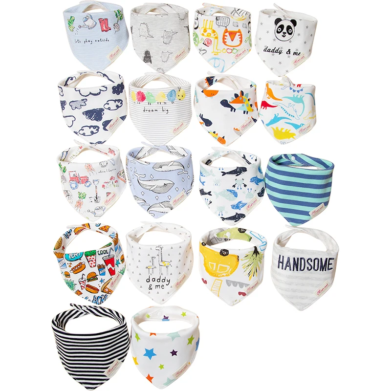 Babero triangular para bebé, toalla de Saliva con estampado de dibujos animados, babero de alimentación de bebé masculino, suministros para bebé, accesorios para niños, 5 uds. - imagen 5