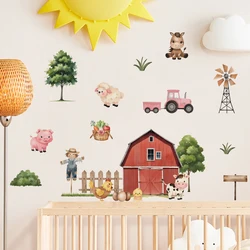 Vinilo decorativo infantil de animales de granja en acuarela