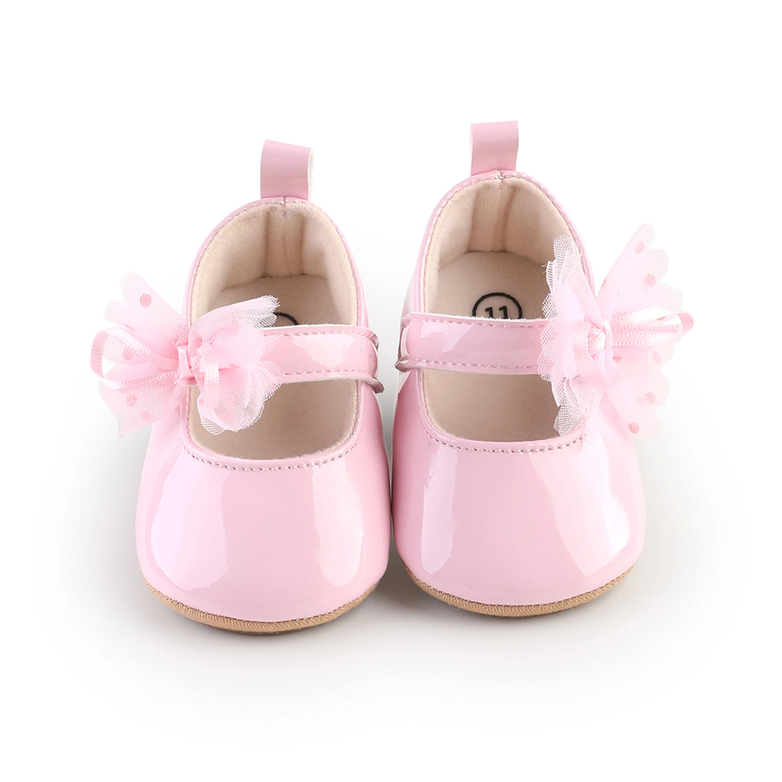 VISgogo Zapatos de princesa para niñas, zapatos de primeros pasos con lazo de cuero PU suave, parte inferior antideslizante, zapatos para niños pequeños - imagen 3