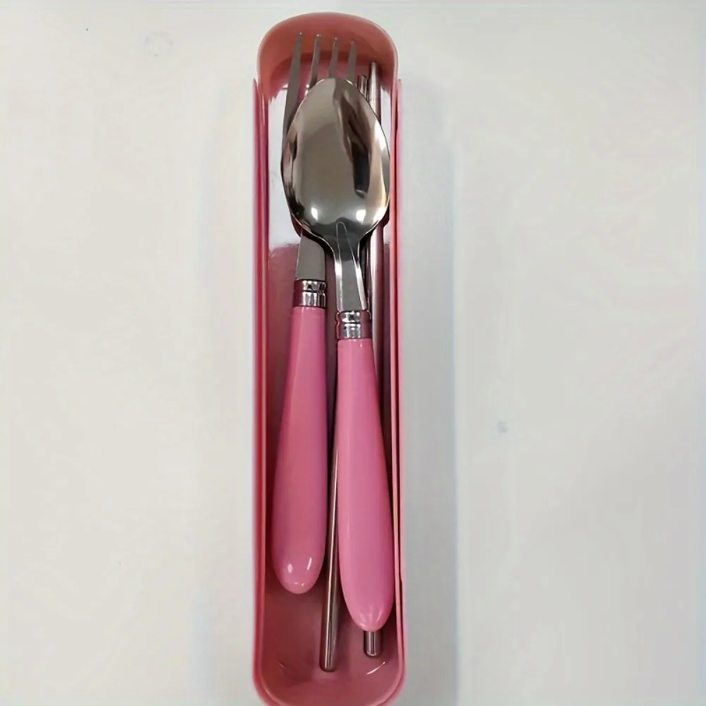 Juego de cubiertos portátil de acero inoxidable pulido con caja de almacenamiento: utensilios de cocina para picnic, camping y camping para cubiertos de uso diario - imagen 5