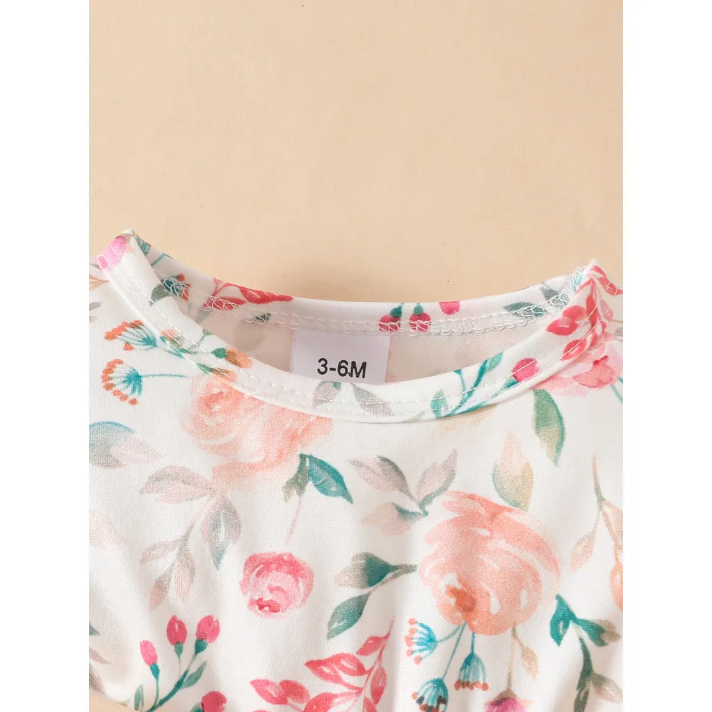 Vestido manga larga floral con diadema para bebé niña