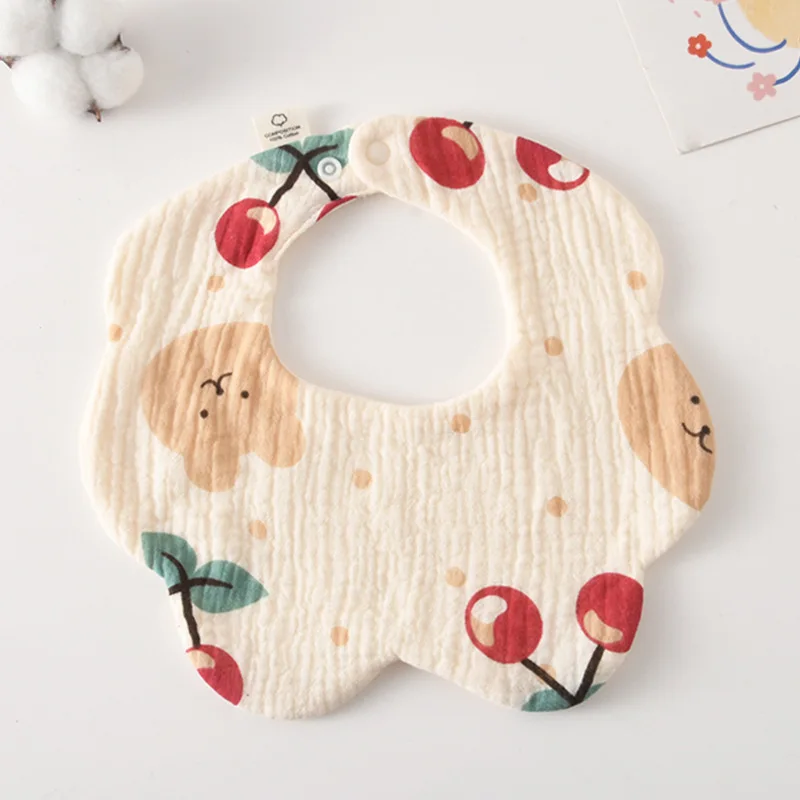 Babero de algodón para alimentación de bebé, toalla de Saliva con estampado de pétalos suaves, paño para eructar, nuevo estilo coreano, Verano - imagen 5