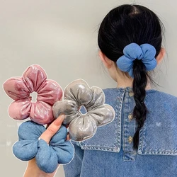 Lazos para el cabello infantiles de flor brillante con goma elástica