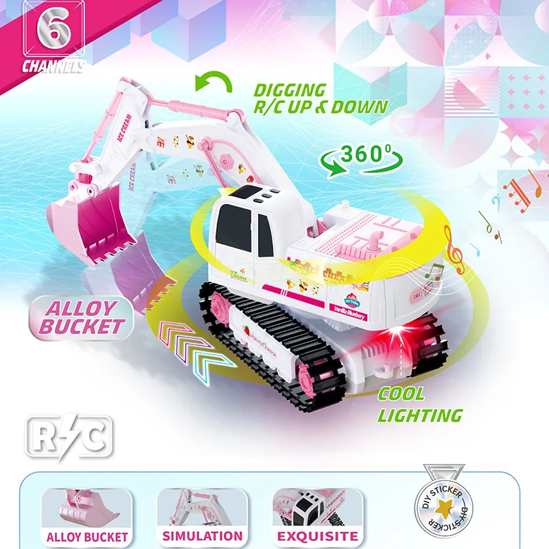2025 RC excavadora para niña excavadora con Control remoto camión de construcción coche 2,4G 1/24 vehículo de ingeniería juguete eléctrico chico niña regalo - imagen 4