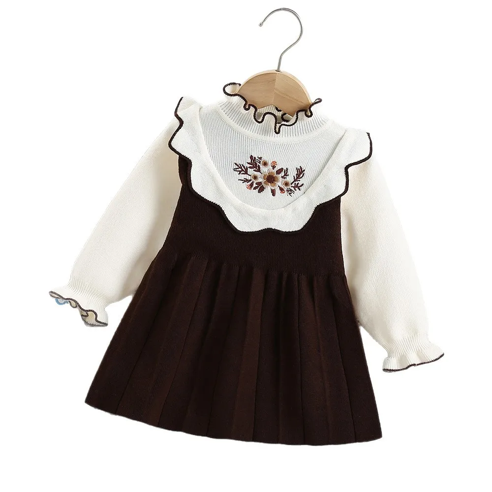 Vestido de punto bordado con flores para niña MILANCEL - Otoño - imagen 4