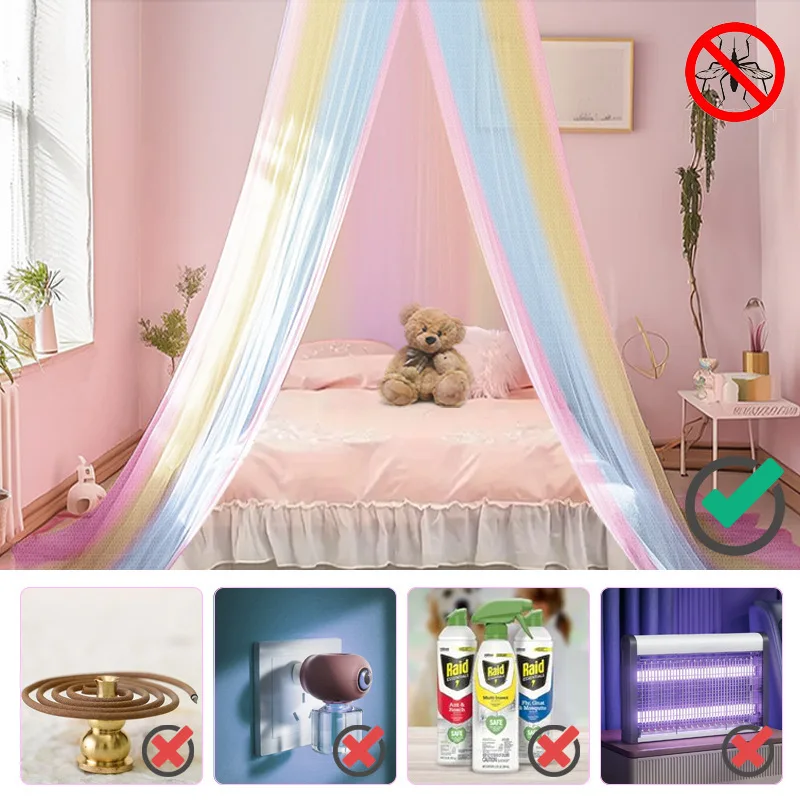 Toldo de cama de arcoíris, mosquitera de poliéster, cortinas de cama de princesa de techo, decoración de dormitorio para niñas, ropa de cama para niños, decoración de habitación - imagen 3