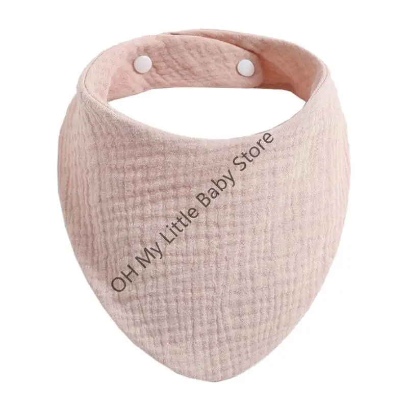 Baberos para alimentación de bebé, toalla para Saliva, bufanda triangular de Color sólido, Bandana, babero de algodón suave, botón a presión ajustable, paño para eructar, 6 uds. - imagen 2