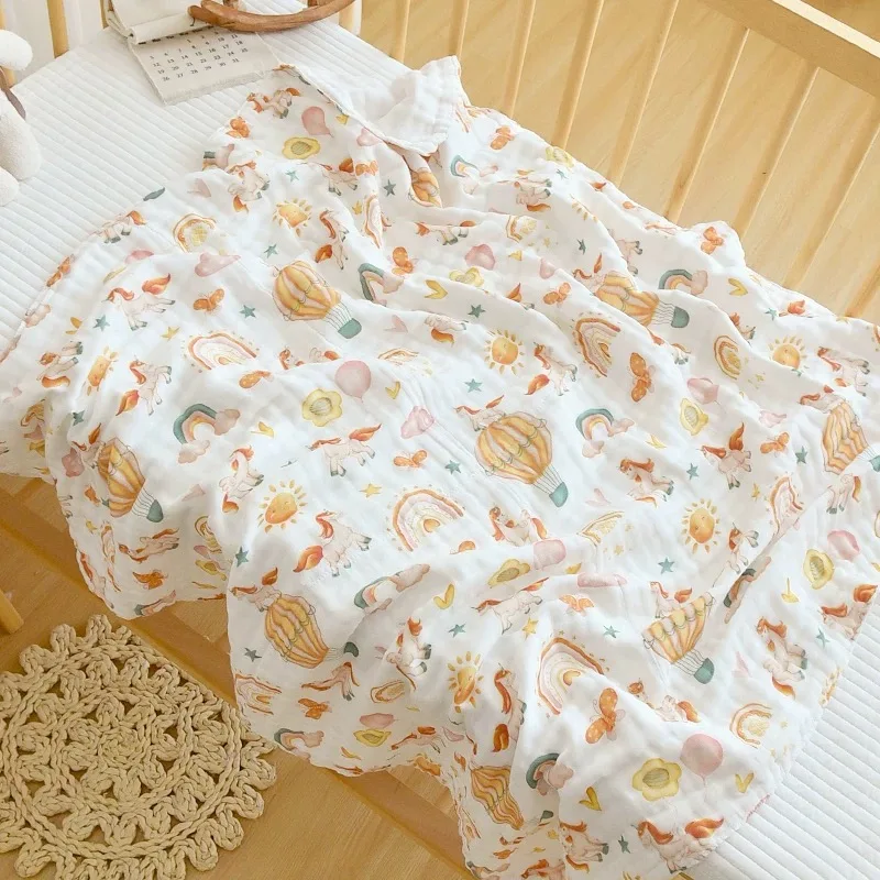 Toalla de baño para bebé de 105x105cm, manta envolvente para niños, ropa de cama de 6 capas, gasa de burbujas de clase A, toalla de algodón, manta de muselina - imagen 5