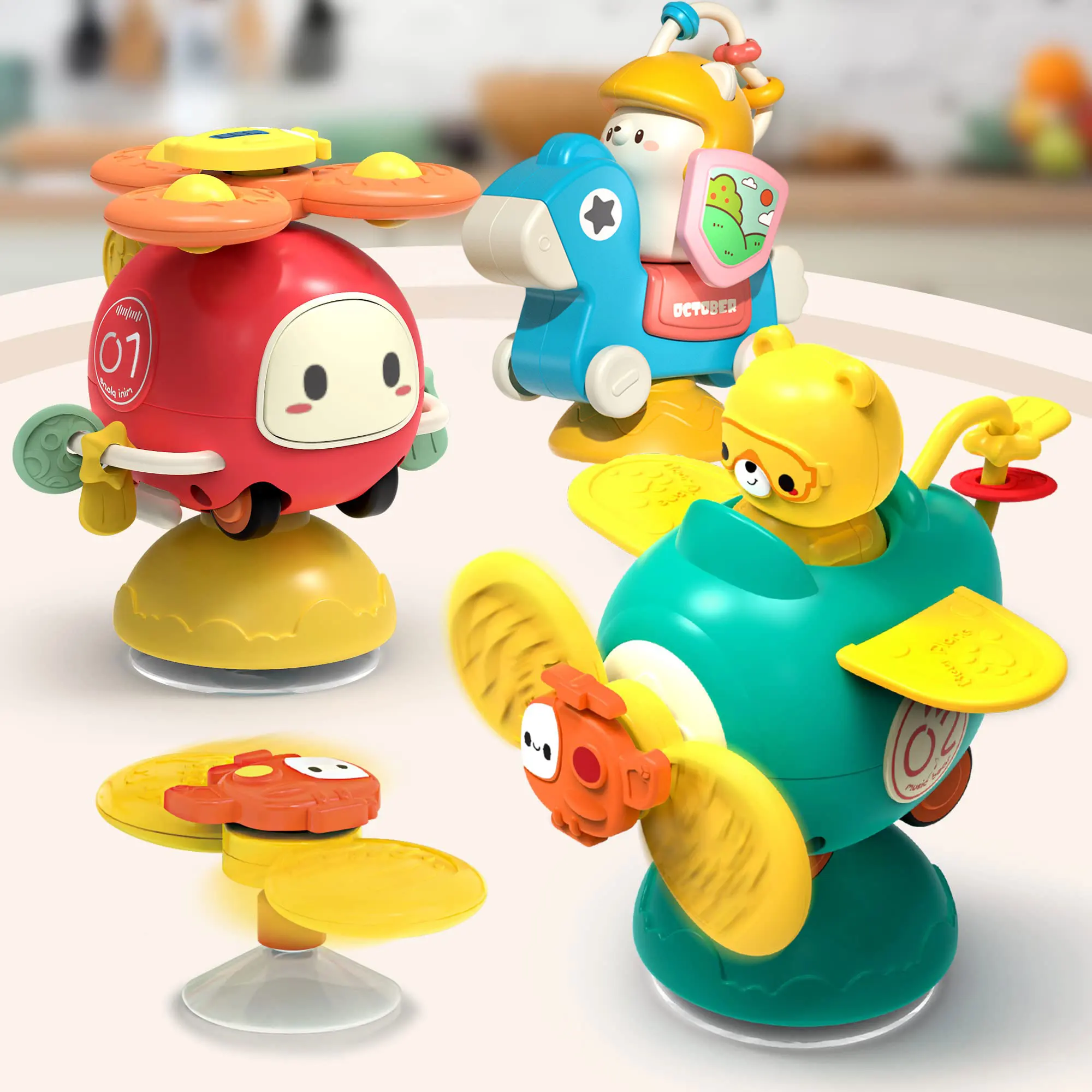 Silla alta giratoria con ventosa, juguetes para bebés de 6, 12 meses, sonajero giratorio para baño y ducha, juego educativo Montessori de 1, 2 y 3 años