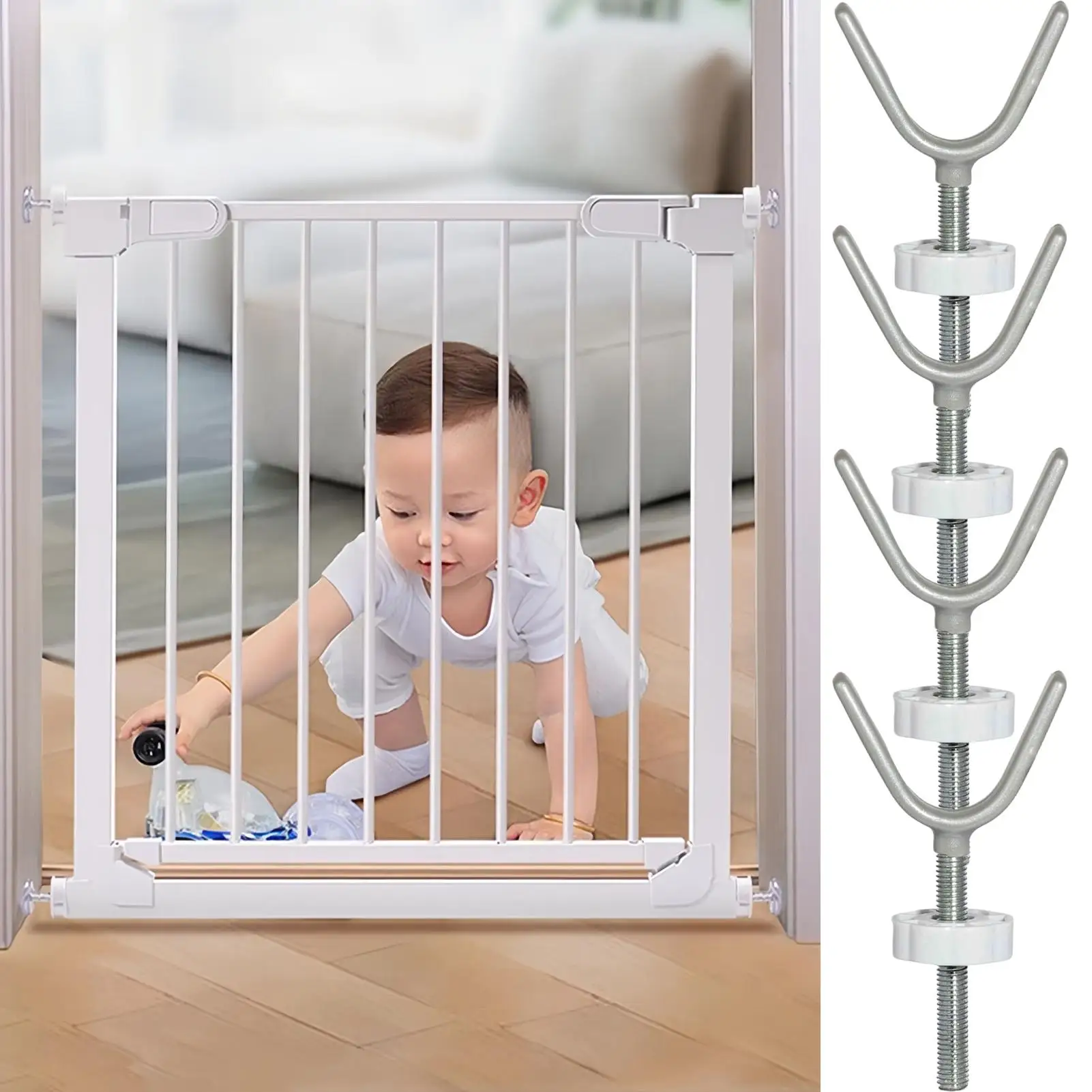 Kit de montaje de puerta de barandilla, 4 piezas, Protector de barandilla de escalera, adaptador de puerta a prueba de niños para barandilla, cubierta interior y exterior, porche - imagen 4