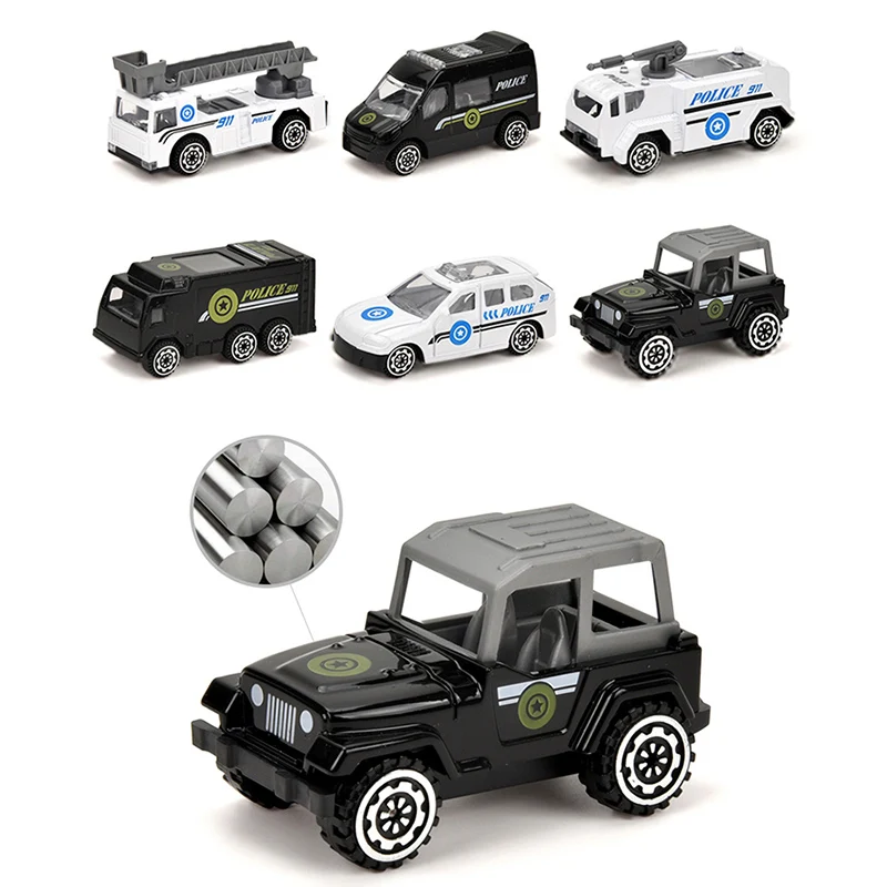 Coche de juguete policial de aleación zinc con mapa de obstáculos
