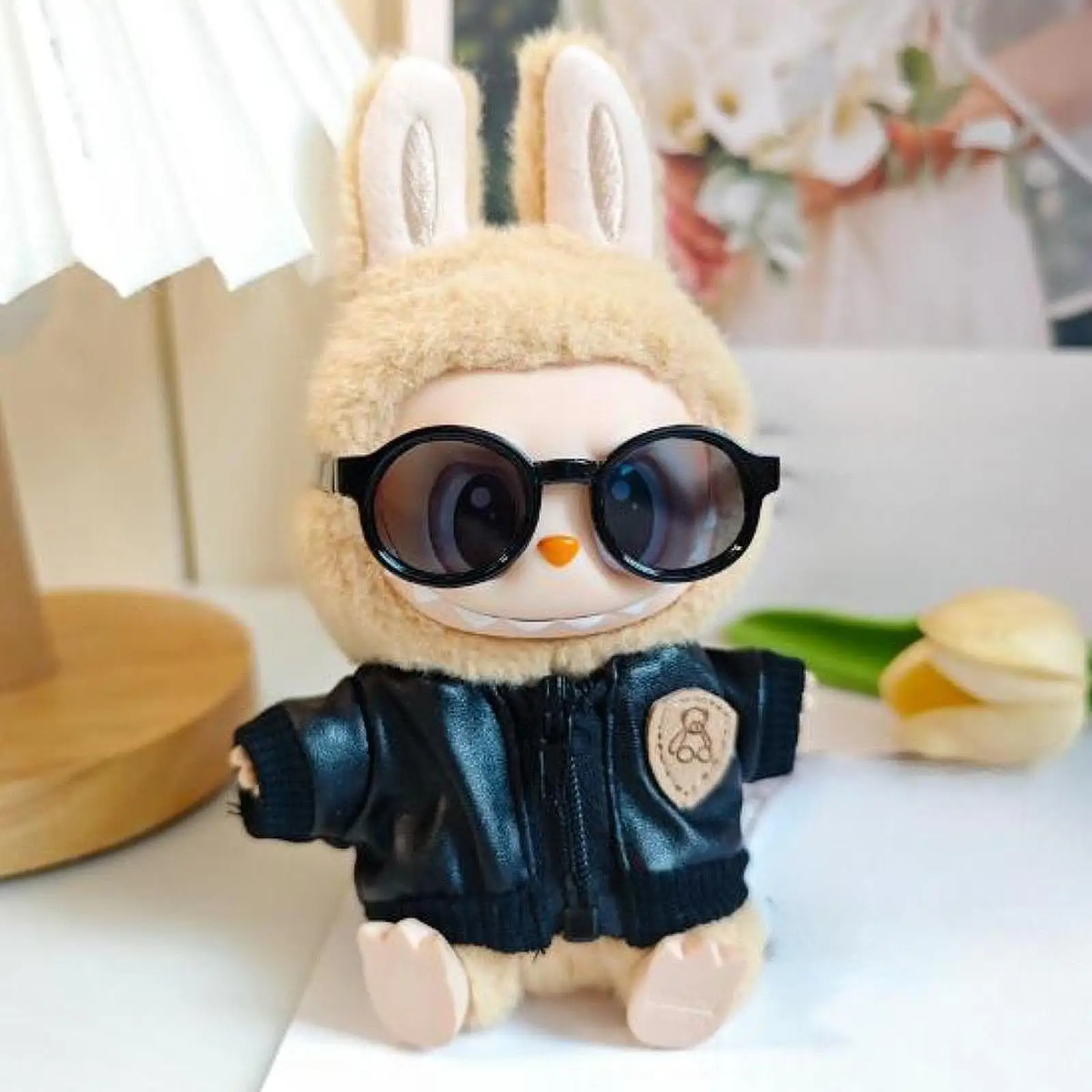2 Pieces Fashion Dolls Black Jacket and Sunglasses Outfits Accessories for 15cm Dolls Birthday Gifts, New Year Gifts