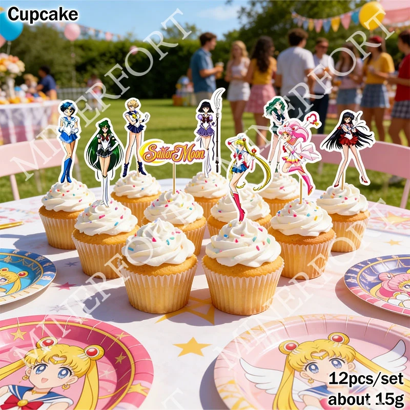 Toppers de cupcakes Sailor Moon para baby shower y cumpleaños - imagen 2