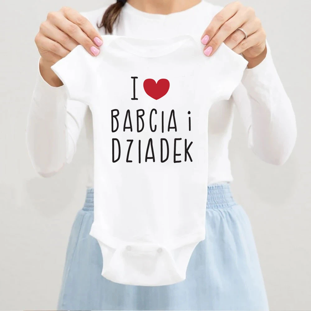 Me encanta Babcia y Dziadek mameluco para bebé regalo para Baby Shower mono de manga corta para niño pequeño regalo para nuevo Babcia y Dziadek