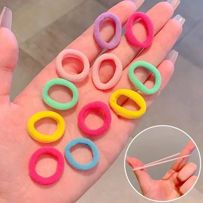 Cintas elásticas para el cabello de nailon para mujer y niña, coleteros coloridos, 200 Uds., lazos para el cabello pequeños, bandas de goma, accesorios para el cabello - imagen 4