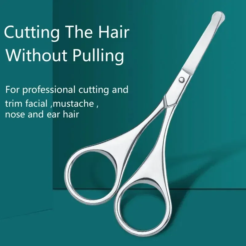 Cortador de cejas redondo, tijeras de pelo de nariz recta, punta para uñas, barba, manicura, maquillaje, herramientas de acero inoxidable