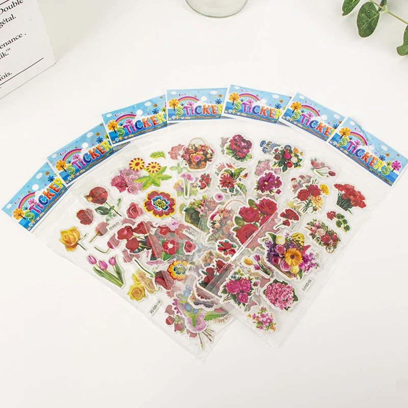 Pegatinas 3D hinchadas de mariposas y flores para niños
