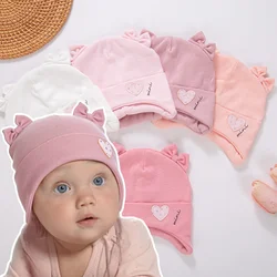 Gorro turbante de algodón para bebé con orejas y bordado corazón