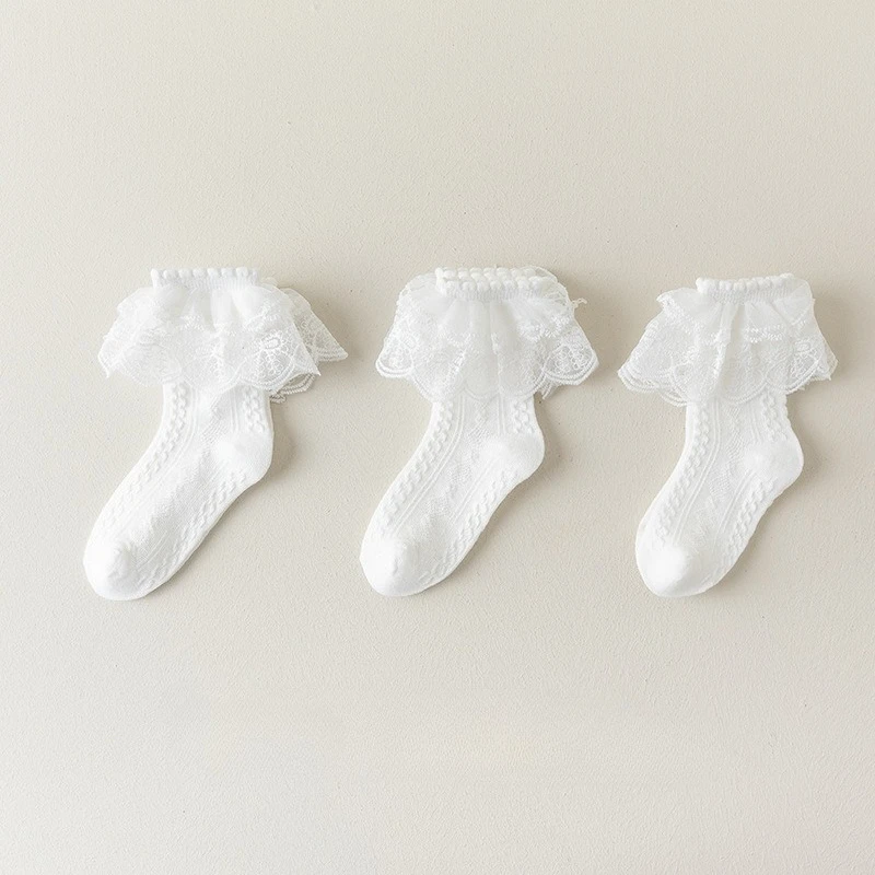 Calcetines de niña de algodón con puntilla estilo princesa para colegio - imagen 3
