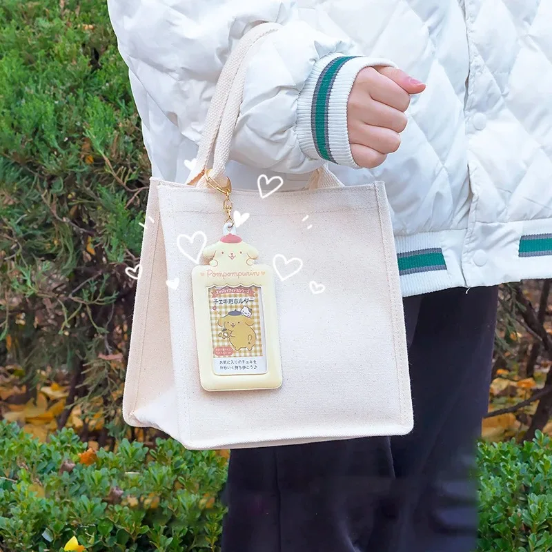 Miniso-tarjetero de Anime Hello Kitty Cinnamoroll Kuromi My Melody, llavero con tarjeta fotográfica, bolso Kawaii, colgante de estilo Kpop, regalo para estudiantes - imagen 2