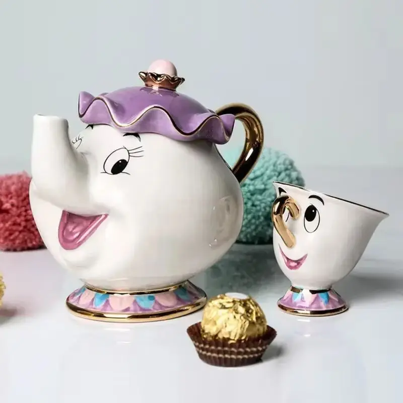 Tetera de dibujos animados de Disney, tetera La Bella y La Bestia, tazas de café, tazas de señora, juego de tazas de té, decoración de escritorio, artículos para el hogar, regalos para niñas - imagen 2